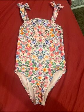 wonder nation Multicolor Floral One-Piece Swimsuit with Tie Straps